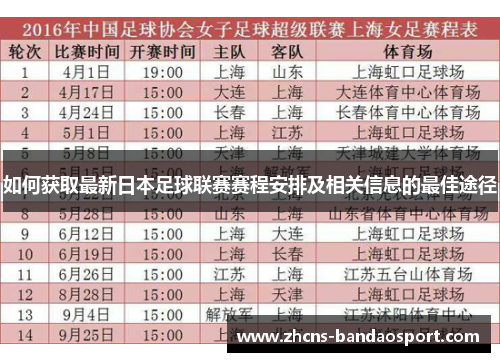如何获取最新日本足球联赛赛程安排及相关信息的最佳途径